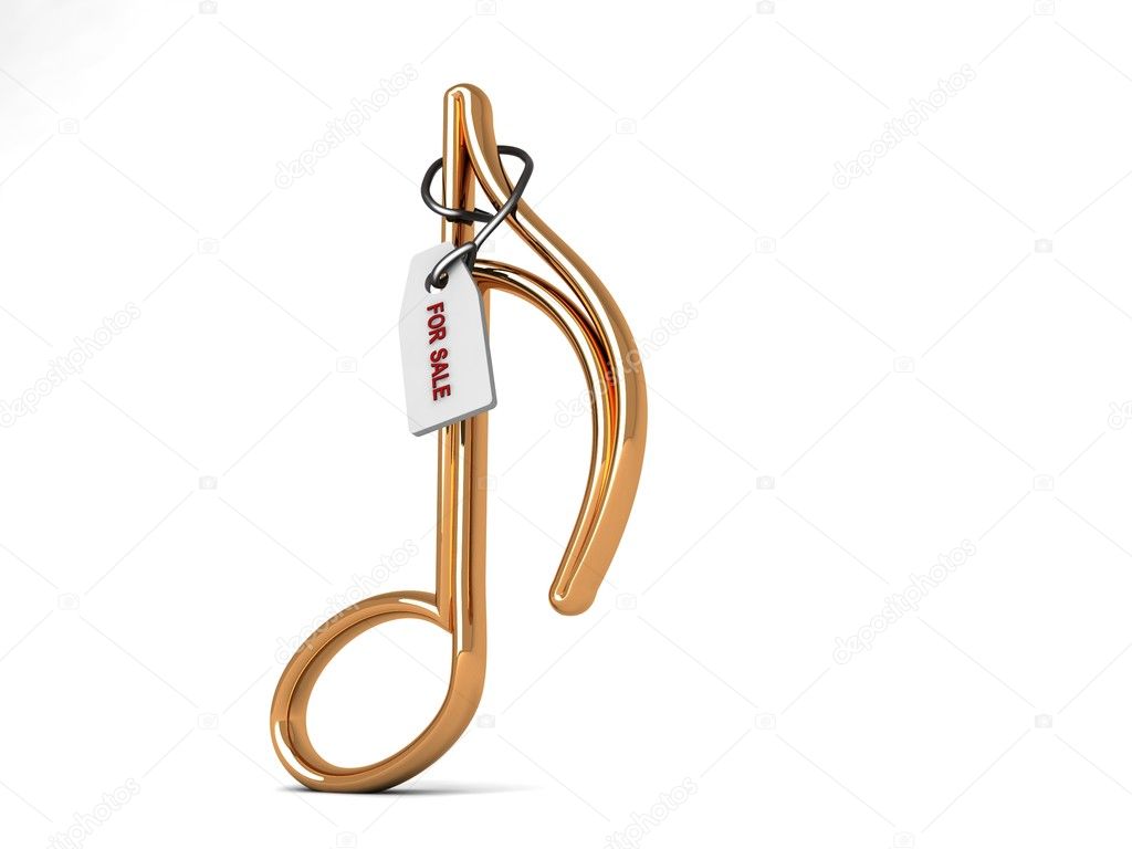 3d musical note with sale tag