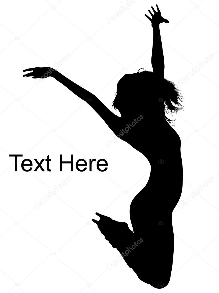 Silhouette of female dancer leaping