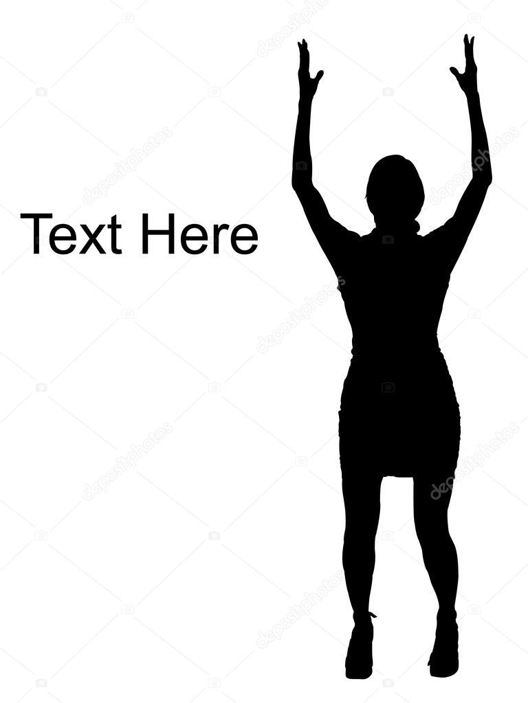 Silhouette of woman with raised arms