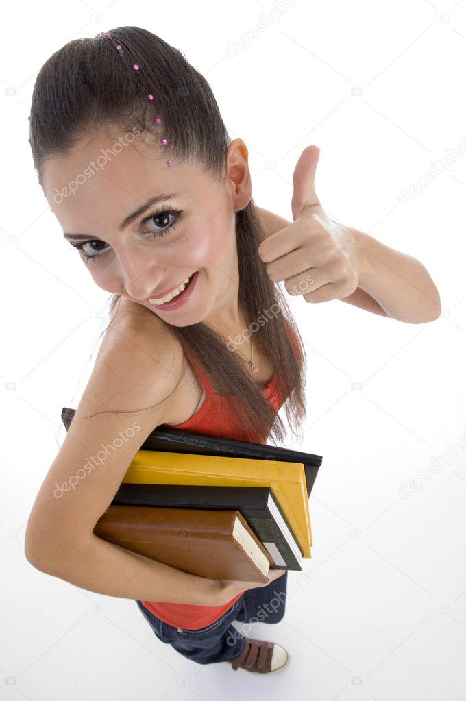 Female student holding books