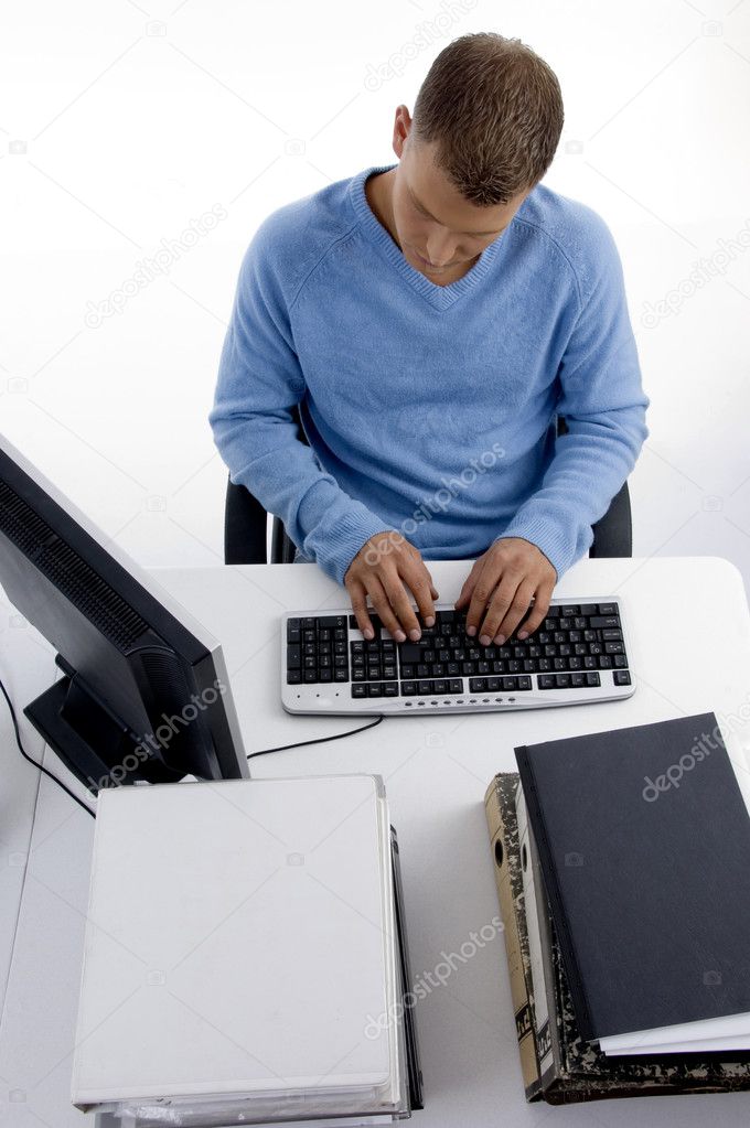 Young guy working on computer