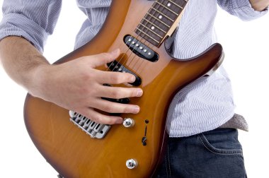 Close up of guitararist clipart