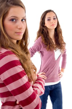 Young college teen friends posing clipart