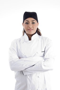 Portrait of young beautiful feamle chef clipart