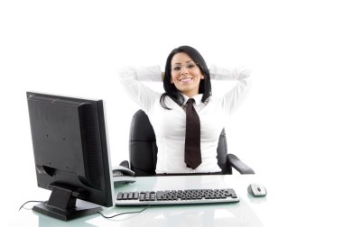 Young accountant resting in office clipart