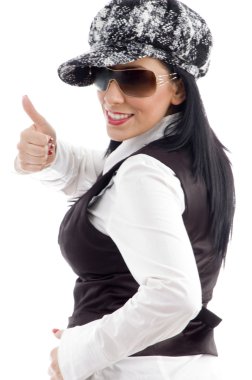 Aucasian female with thumbs up clipart