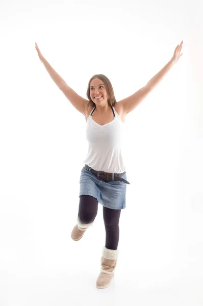 Dancing model with raised arms — Stock Photo, Image