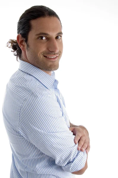 Handsome young guy smiling at camera — Stock Photo, Image