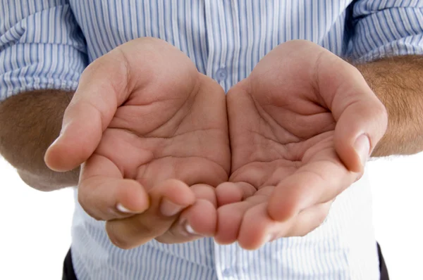 Zbliżenie stawów dłoni kształt kubek mężczyzna — Zdjęcie stockowe
