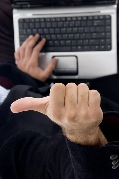 Businessman gesturing thumbs up — Stock Photo, Image
