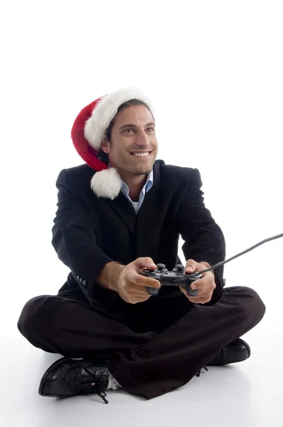 Executivo americano jogando videogame — Fotografia de Stock