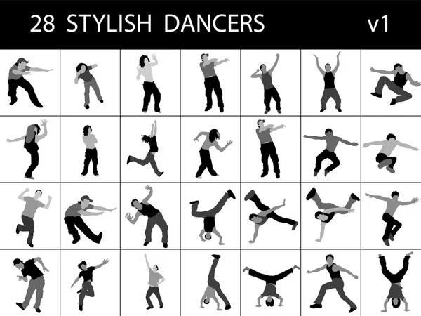 Silueta de bailarines masculinos con estilo — Foto de Stock