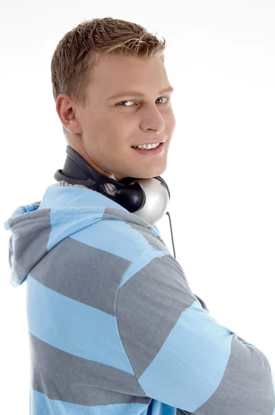 American man with headphones posing — Stock Photo, Image