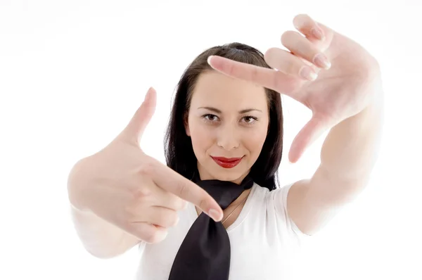 Young woman making frame gesture — Stock Photo, Image