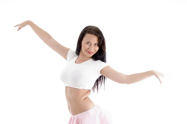 Atraktivní mladá žena panenka tanec — Stock fotografie