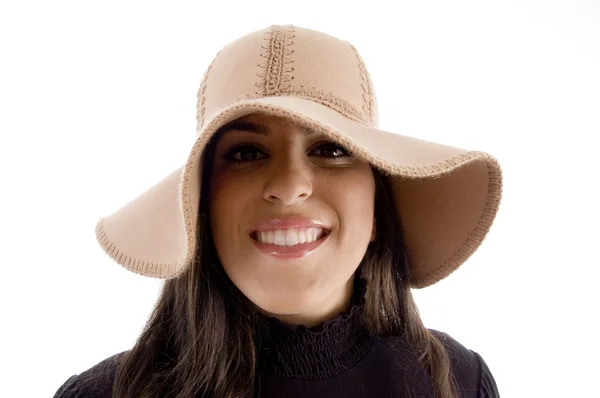 Portrét krásné ženy nosí klobouk — Stock fotografie