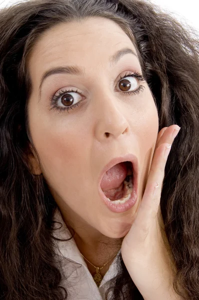 Surprised caucasian female, close up — Stock Photo, Image