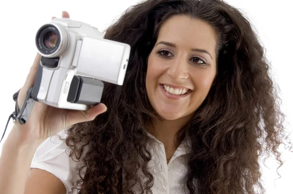 Photographer making video with handy cam — Stock Photo, Image