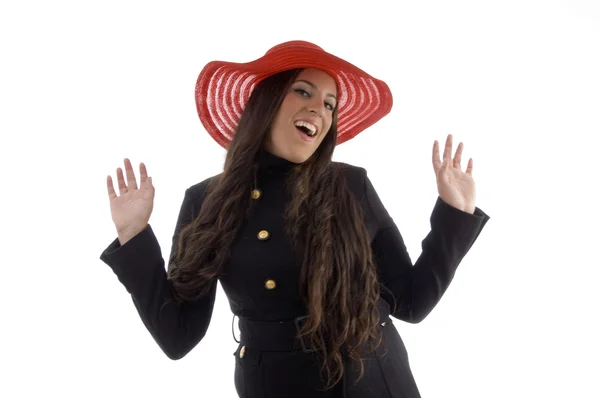 Underbara ganska kvinnlig modell bär hatt — Stockfoto