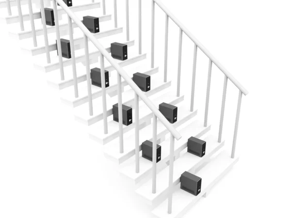 3D cpu a lépcsőn — Stock Fotó