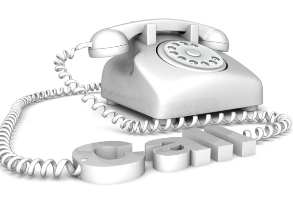 3d telephone with call text — Stock Photo, Image