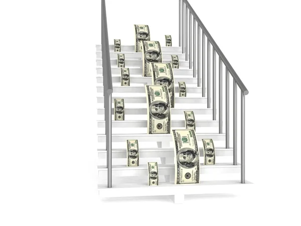 3d dólares en escaleras —  Fotos de Stock
