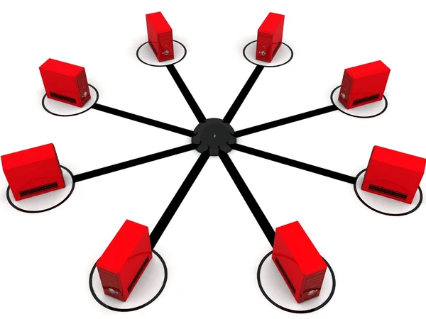 3 차원 cpu의 네트워크를 형성 — 스톡 사진