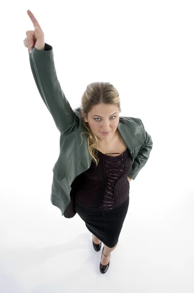 Işaretleme kadın yüksek açılı görünüş — Stok fotoğraf