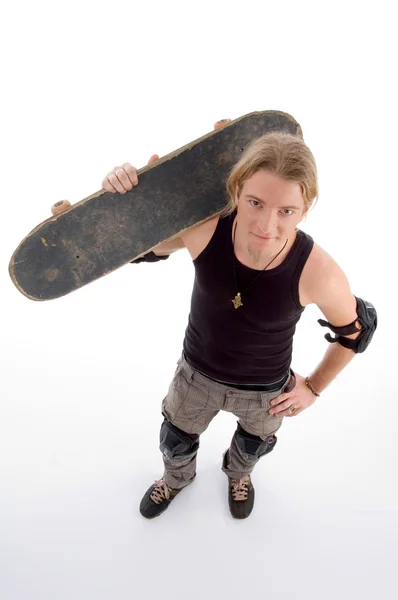 スケート ボードを持つ男の航空写真 — ストック写真