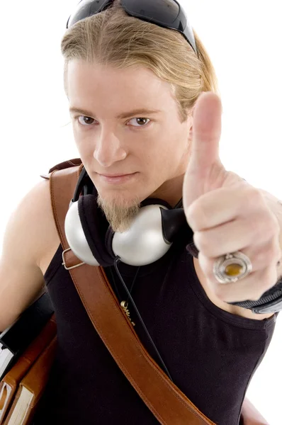 American student showing thumbs up — Stock Photo, Image