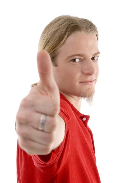 Handsome male showing thumbs up — Stock Photo, Image