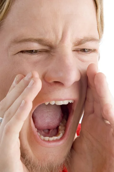 Close up of male shouting loudly — Stock Photo, Image