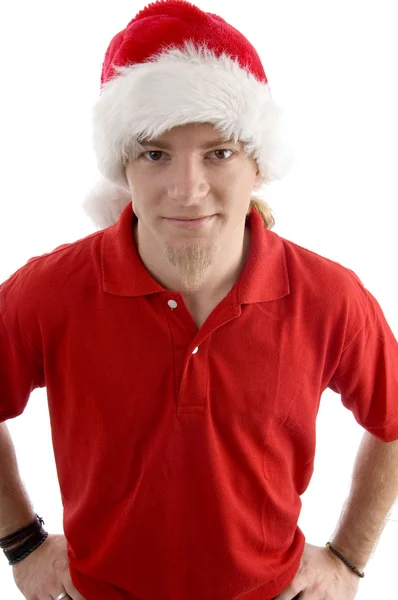 Yakışıklı genç erkek Noel Baba kılığında — Stok fotoğraf