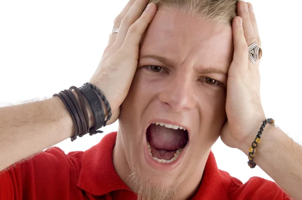 Male holding his head and shouting — Stock Photo, Image
