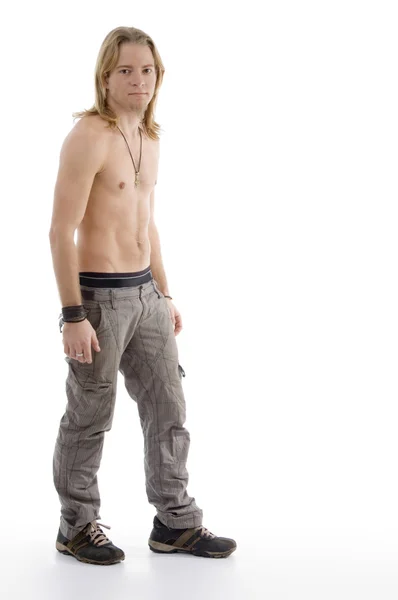 Shirtless handsome young man posing — Stock Photo, Image