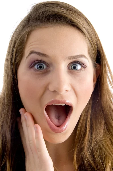Surprised female looking at camera — Stock Photo, Image