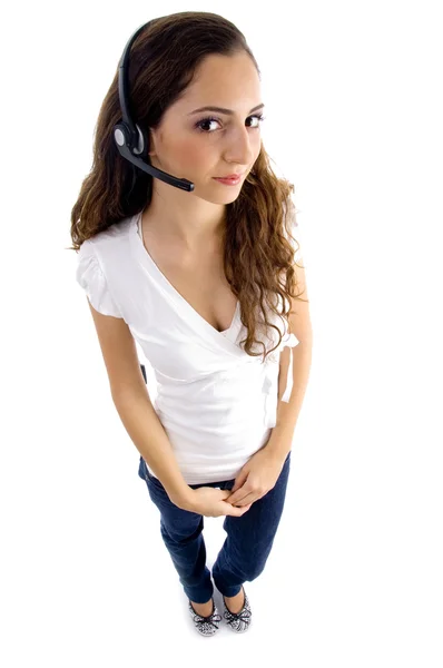 Attractive female wearing headphones — Stock Photo, Image