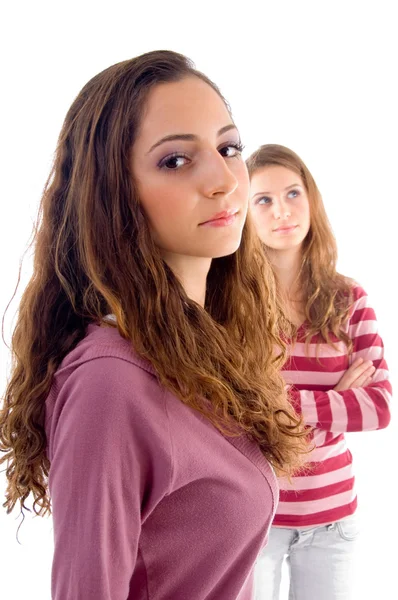 stock image Beautiful pleased teen girls posing