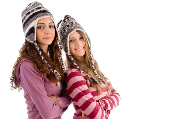 Gros plan de jeunes adolescents en bonnet de laine — Photo