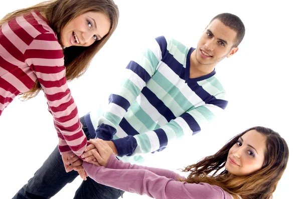 Gang of best friends joining hands — Stock Photo, Image