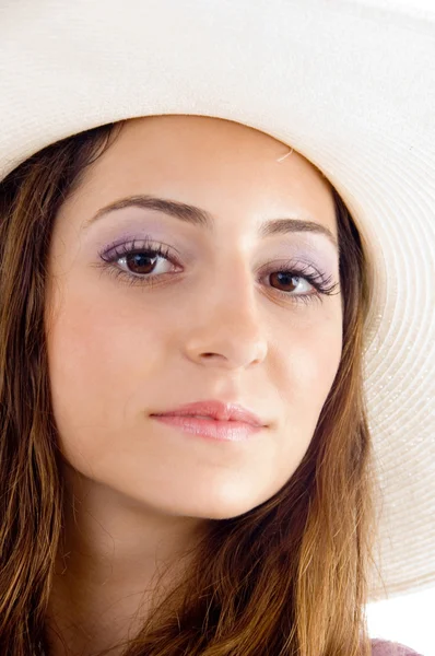 Pretty female model posing with hat — Stock Photo, Image