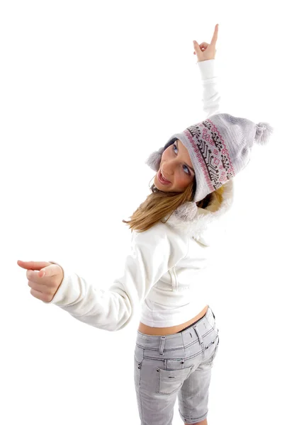 Rückenpose einer glücklichen jungen Frau — Stockfoto