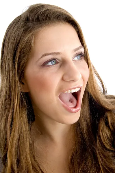 Portrait of beautiful female shouting — Stock Photo, Image