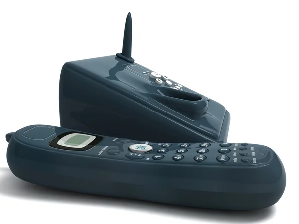 3d black cordless phone — Stock Photo, Image