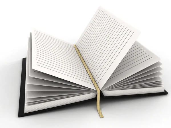 3d blank opened diary — Stock Photo, Image
