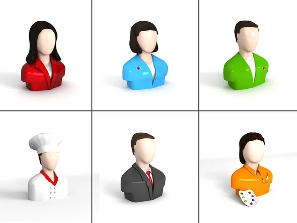 3D Zusammensetzung der verschiedenen Charaktere — Stockfoto