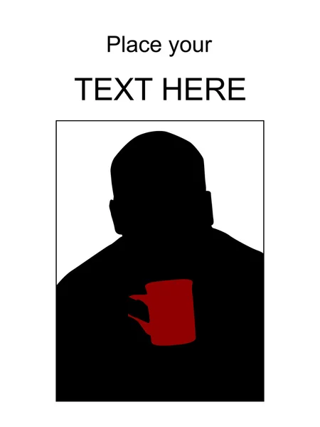 Silhouette eines Mannes mit Kaffeebecher — Stockfoto