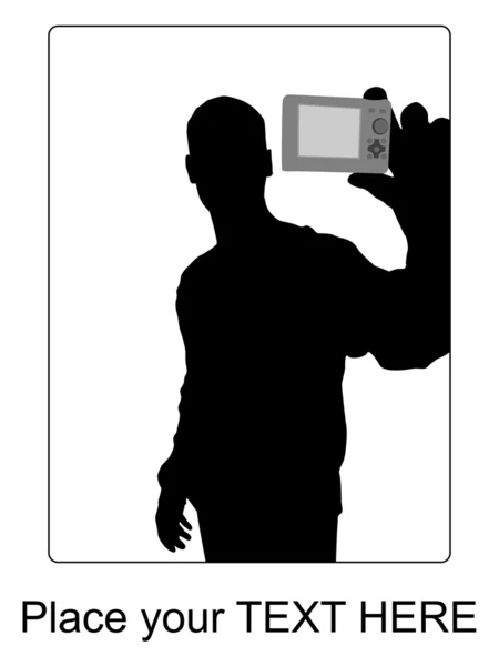 Silueta člověka drží digicam — Stock fotografie