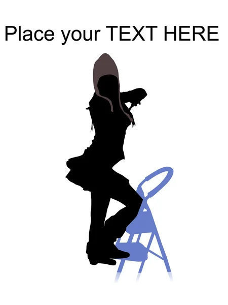 Silhouette of woman with ladder chair — Stock Photo, Image