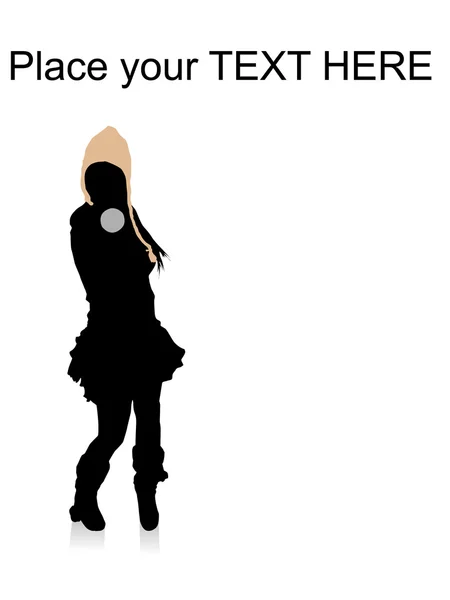Silhouette of female model offering mic — Stock Photo, Image
